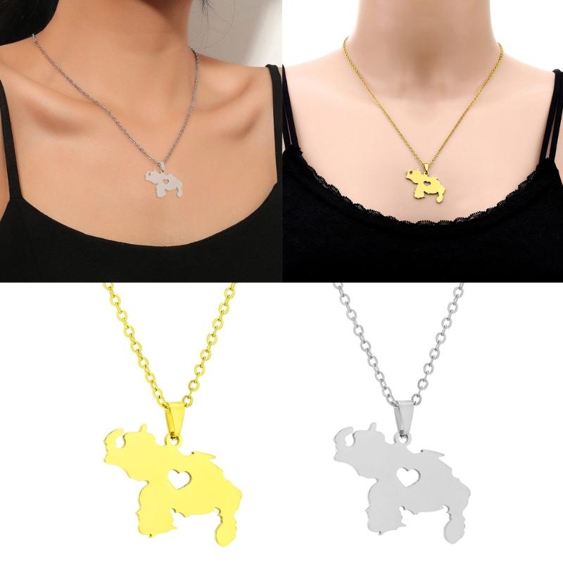 Venezuela Map Flag Pendant Necklace Country Outline Clavicle Chain Choker