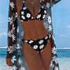 1011 Three-piece Swimsuit with Sunscreen Cover, Trendy Beach Swimsuit Three-piece Set