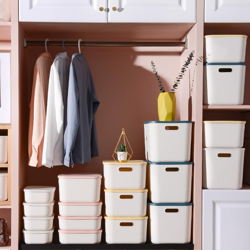 Schreibtisch-Aufbewahrungsbox für Kleinigkeiten mit Deckel, Kleiderschrank, Kleiderschublade, Aufbewahrungskorb aus Kunststoff, Behälter-Organizer für Kosmetika und kleine Dinge