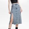 ONLY Women's High-Waist Slit Denim Midi Skirt