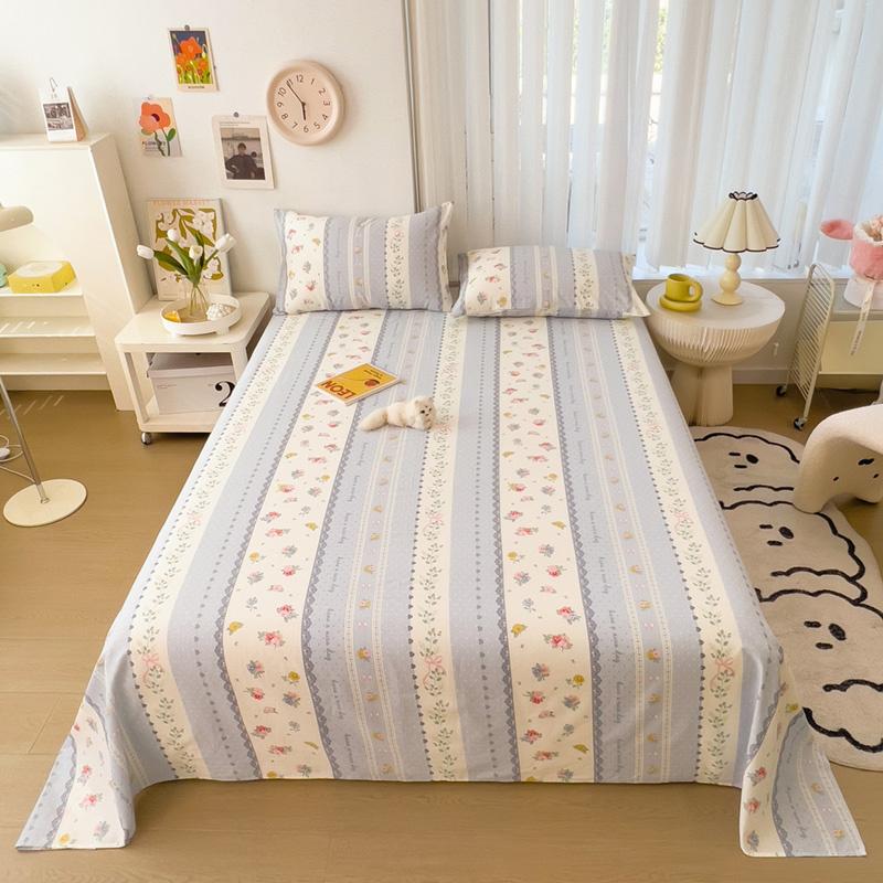 Cute Cartoon Panda Flat Sheet Kawaii Strawberry Bed Sheet Set For Girls Boys Room Decor, Cotton Twin Bed Cover With 2 Pillowcase