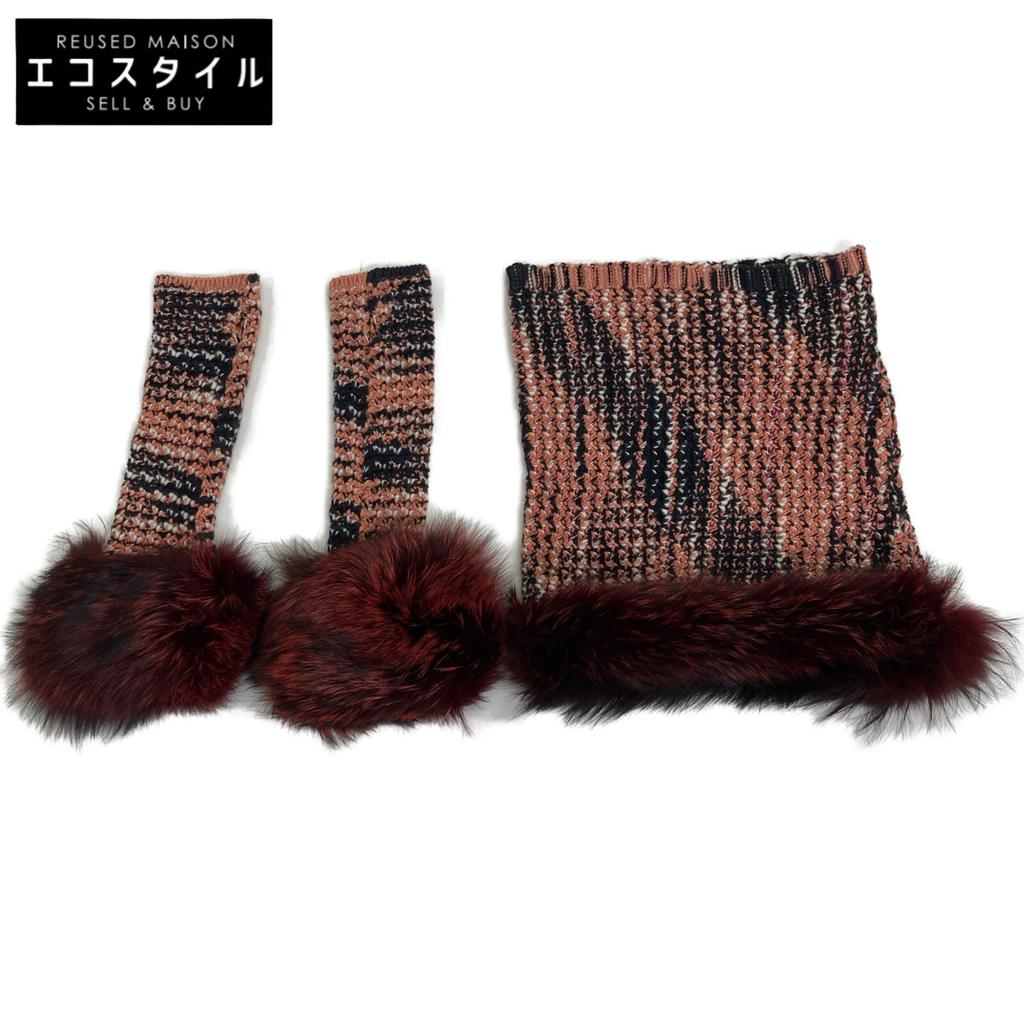 MISSONI [Good Condition] Fox fur x knit tube top with arm covers/ tops * There is no size description. Red seriesUsed