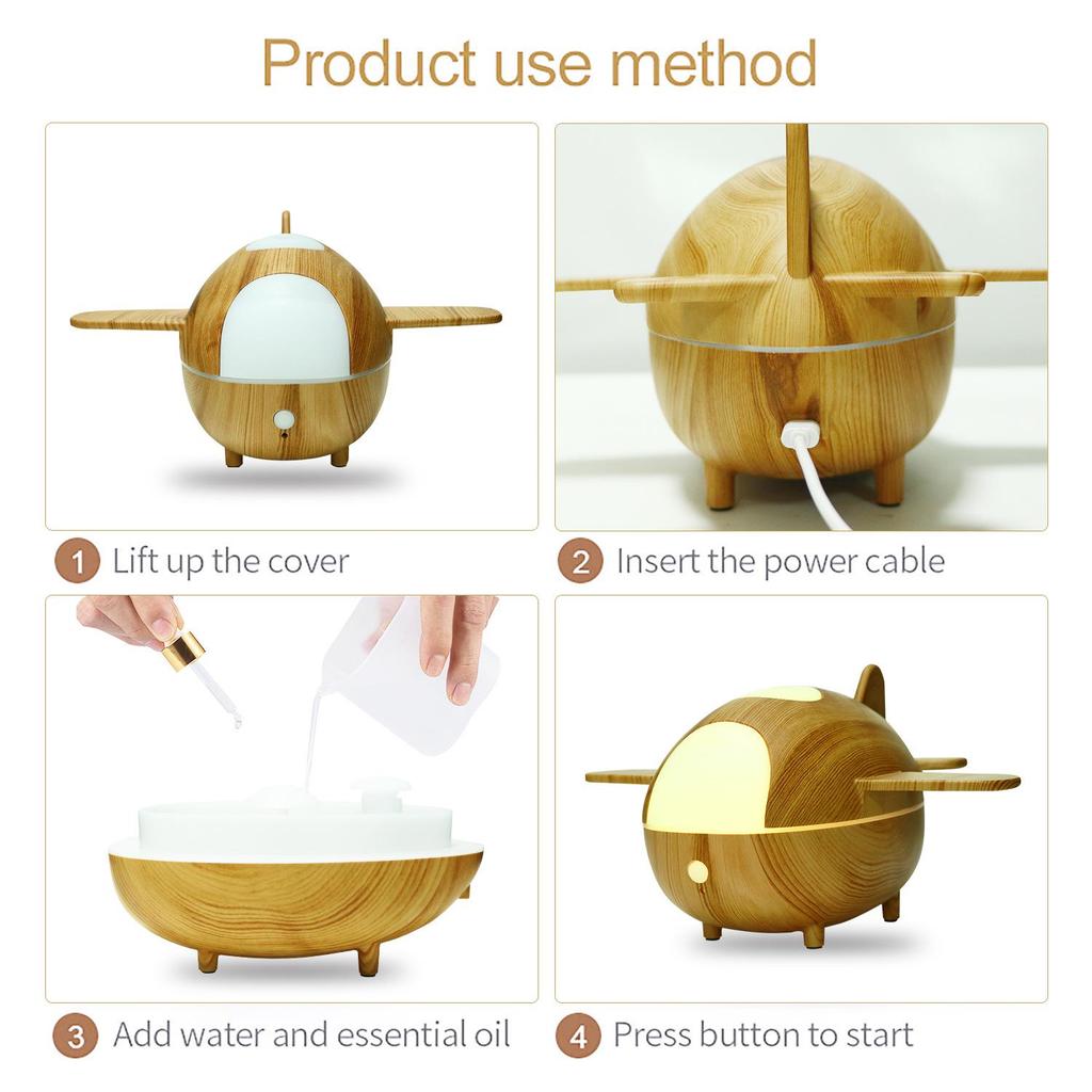 Imitation Aircraft USB Humidifier with Remote Control and Ultrasonic Aromatherapy Light