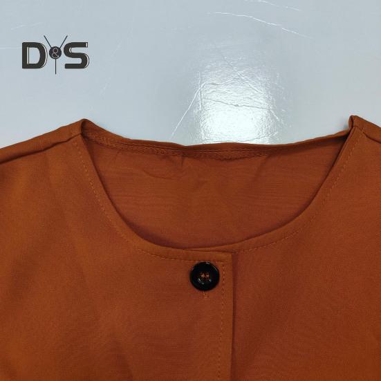 Women's Shirt And Skirt Solid Color O Neck Button Down Blouse Skirt with Pockets Summer Outfit for Office Business Occasions