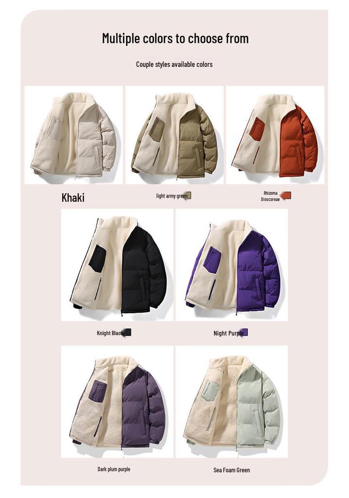 Men's Winter Lambswool Cotton Jacket - Double-sided, Thick, Trendy Down Coat with Velvet Lining, Couple Style