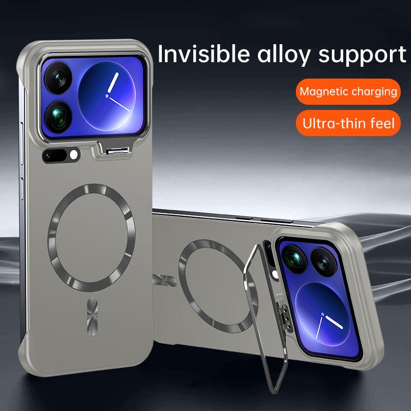 Ultra Thin Metal Lens Holder for Magsafe Magnetic Phone Case for Xiaomi Mi 17 15 14 Pro Max Solid Matte Frameless Hard PC Cover