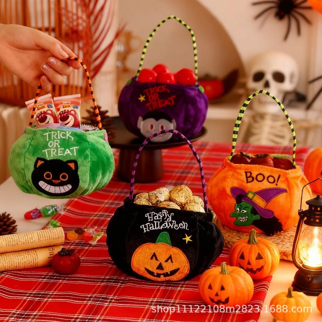 Halloween Candy Bags Decorative Pumpkin Tote for Kids Party Treat Bags Trick or Treat Sack
