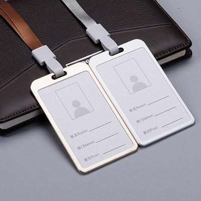 Aluminum Pocket Credit ID Card Badge Tag Holder Pass Case W/ Neck Strap Lanyard