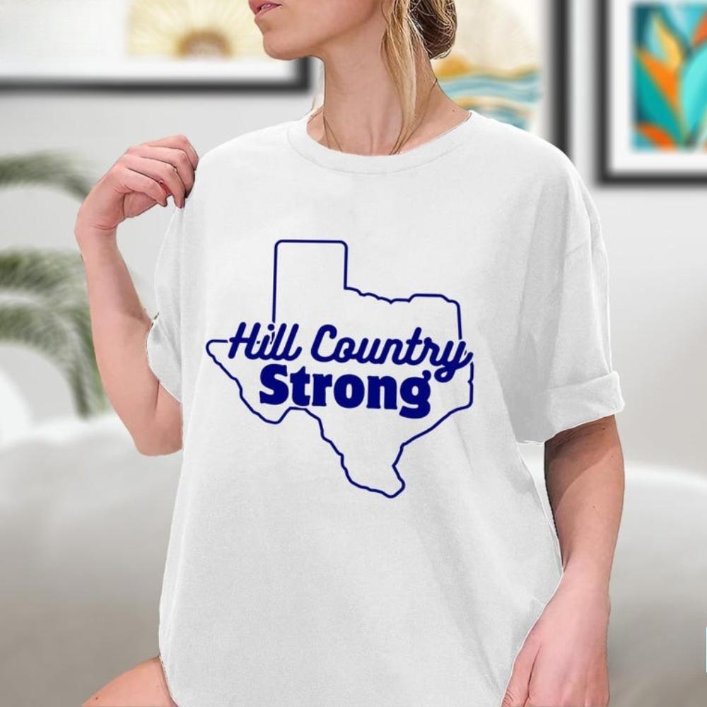 Hill Country Strong Texas Outline Graphic T Shirt Unisex Modern Summer Cotton Short Sleeve Hill Country Pride Casual Daily Outfit