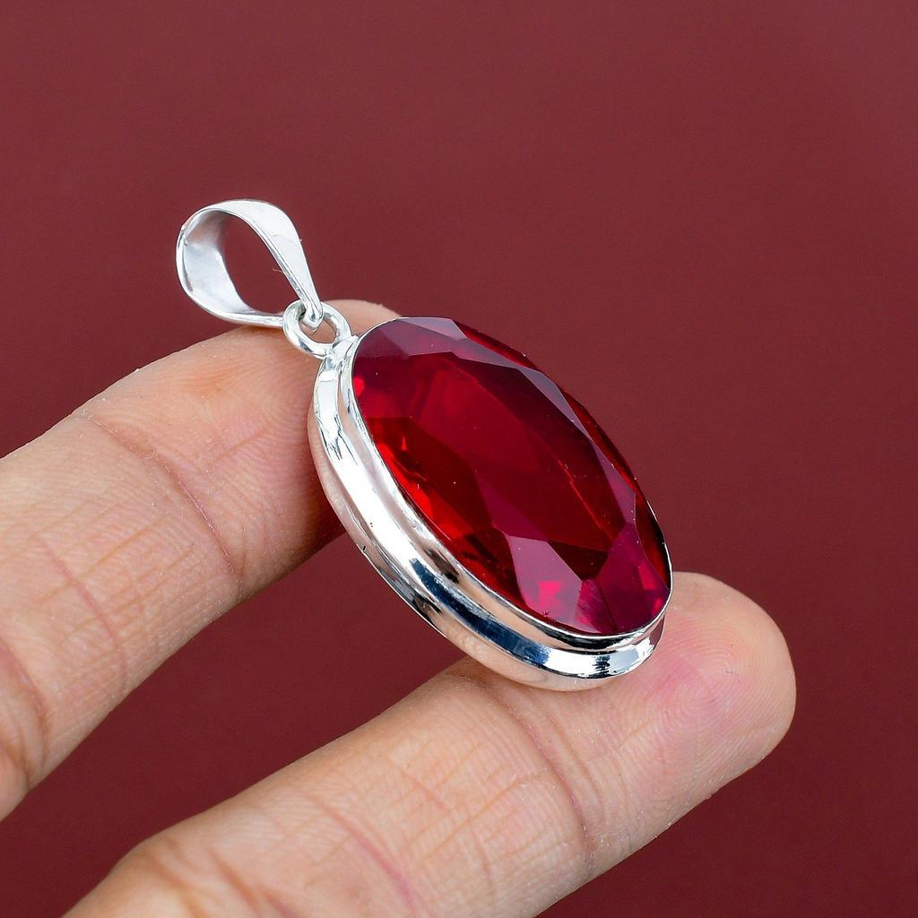 Faceted Mozambique Garnet Pendant Gemstone Pendant Elegant Jewelry 925 Sterling Silver Pendant Handmade Pendant Gifts for Her Women Jewelry