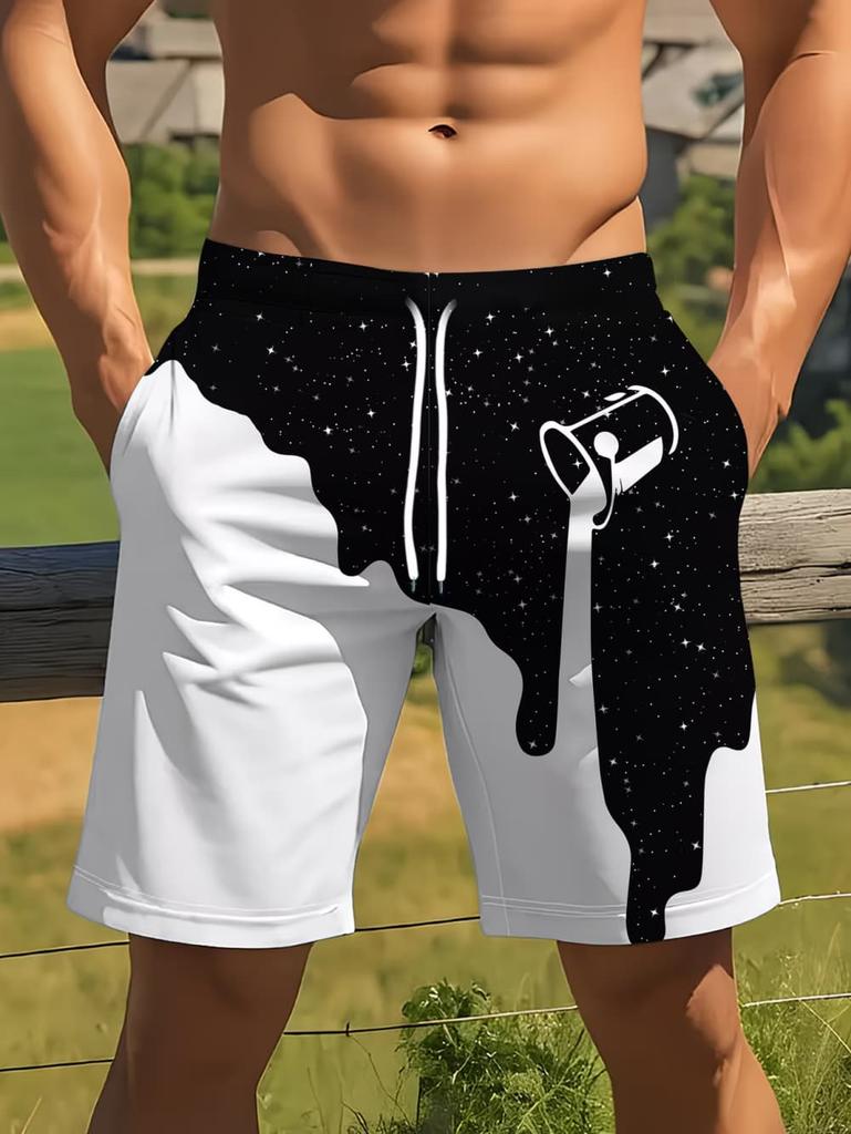 Summer Coconut Tree Pattern Swim Trunks for Men Fashion Beach Vacation 3D Printed Hawaiian Short Pants Loose Breathable Shorts