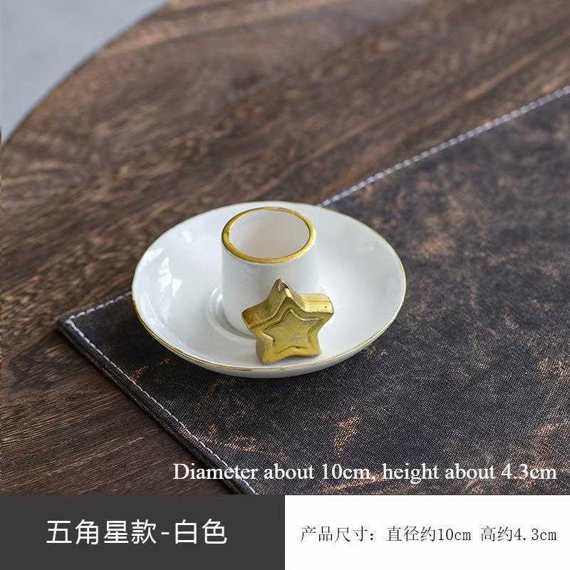 Ceramic Incense Burner Candle Holder Aromatherapy Candlestick Holder Sage Tray Holy Wood Burning Stand Incense Ash Collector