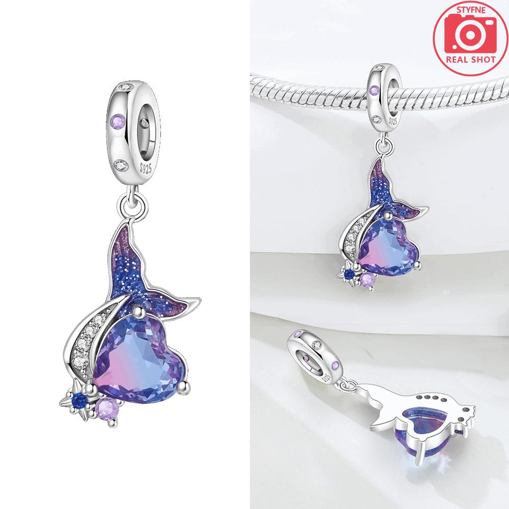 Charms Copper Original Purple Dreamy Heart Fish Tail Pendant Romantic Star Beads Fit Bracelet Women Jewelry Diy Gif