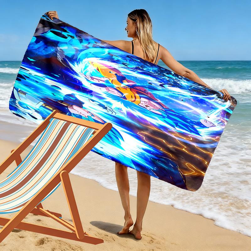 Superhero Clash: Epic Battle Unleashed Beach Towel Portable for Travel Beach Absorbent Bath Towel Swim Seaside Comfort Printing Fashion