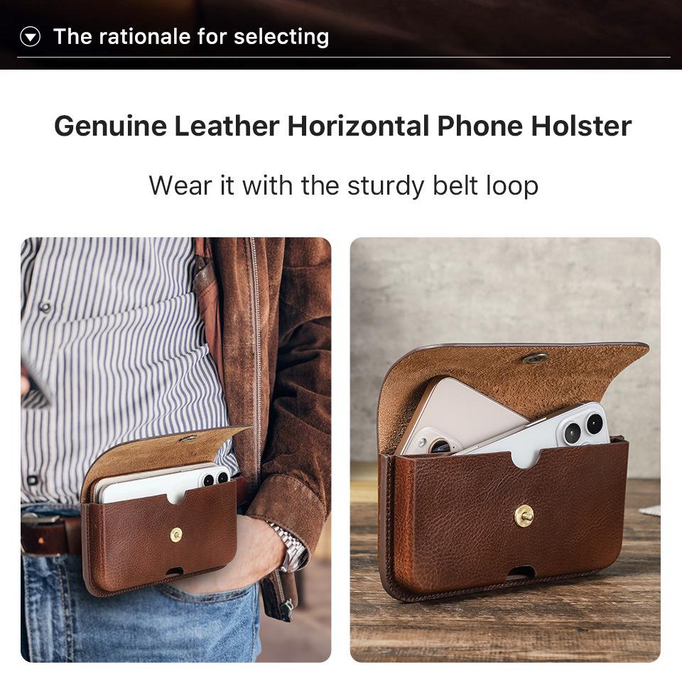 Black Angel Italian Leather Waist Pack for 6.9-inch Phones