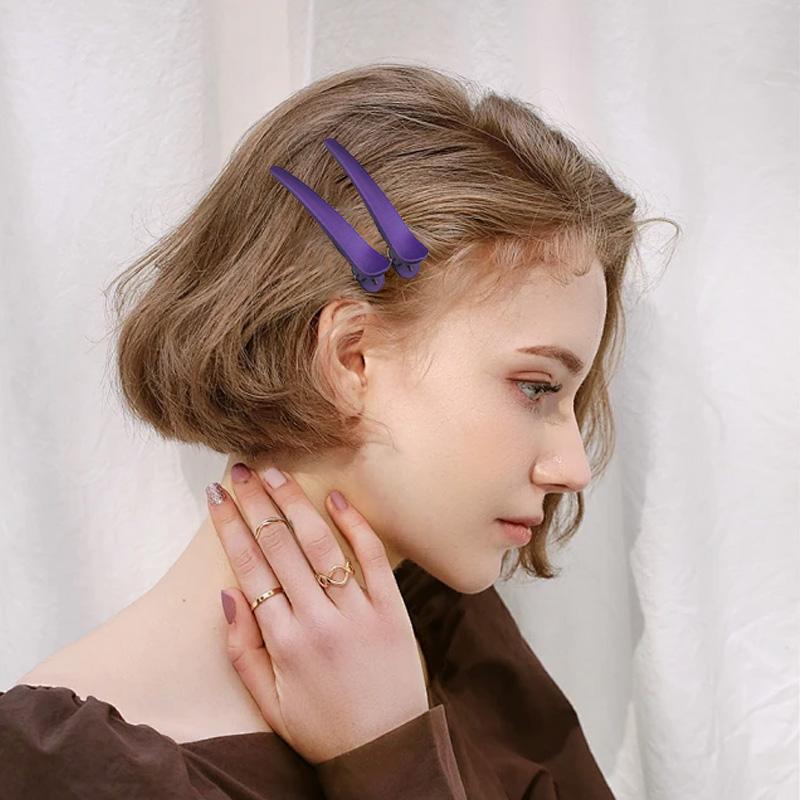 12Pcs Plastic Frosted Professional Salon Hair Clamps Colorful Barrette Styling Tools Crocodile Hair Clips Duckbill Clip Large