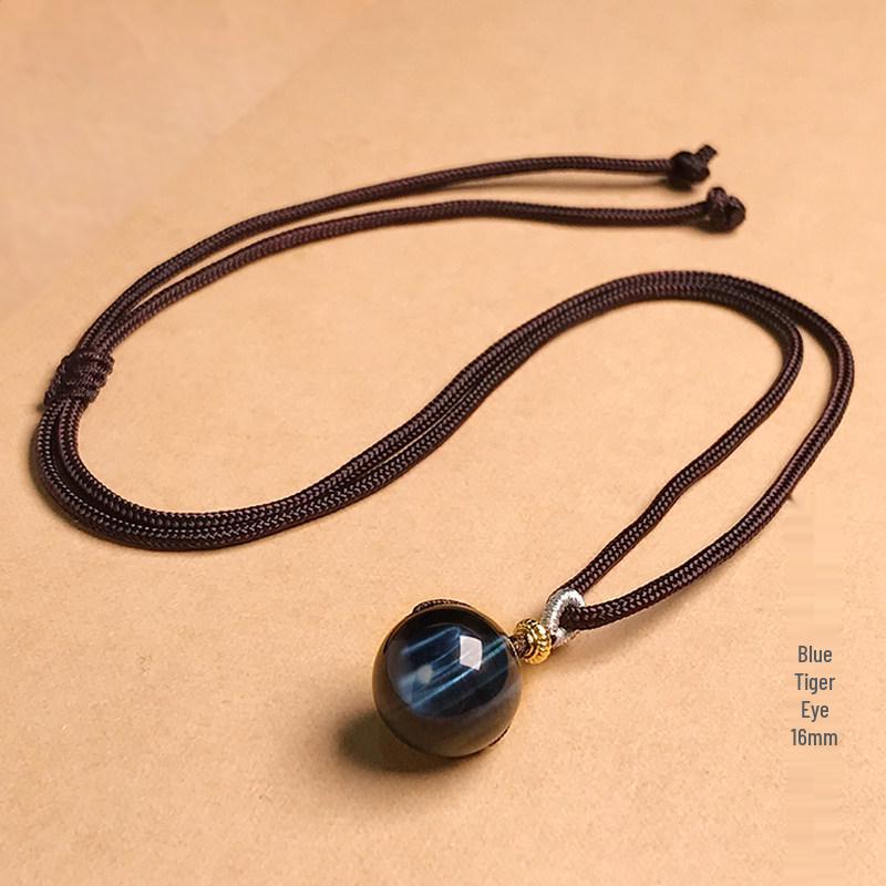 Tiger Eye, Obsidian & Amethyst Pendant Necklace – 16MM for Men