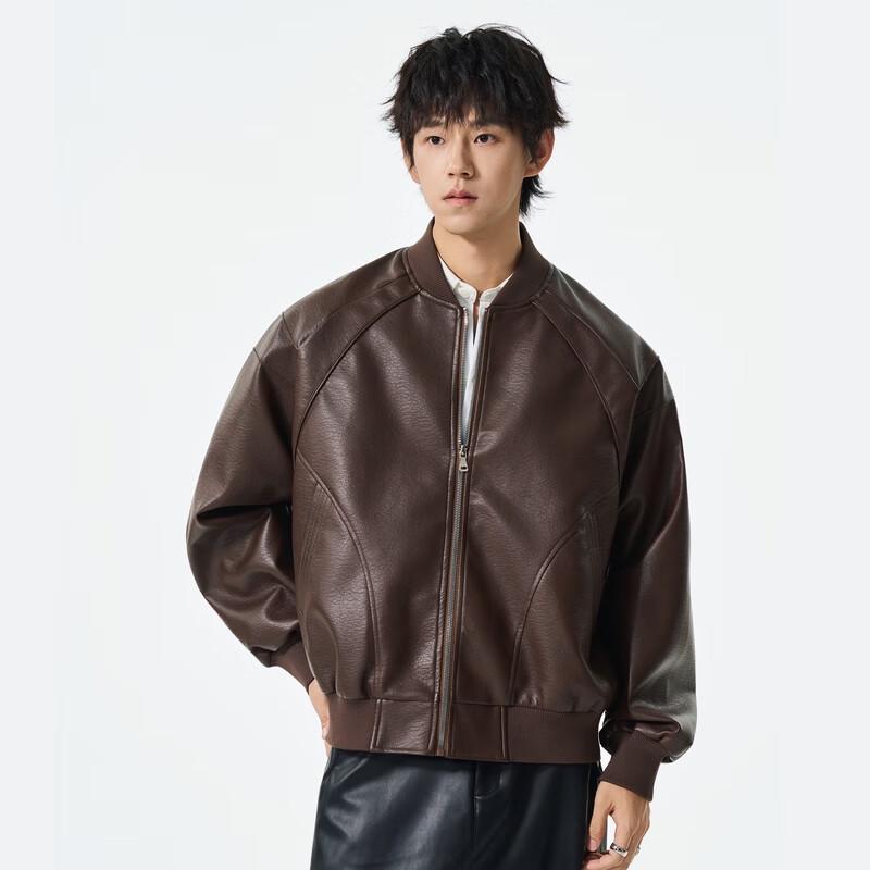 

Мужская куртка-бомбер из ПУ кожи с пузырями 3XL