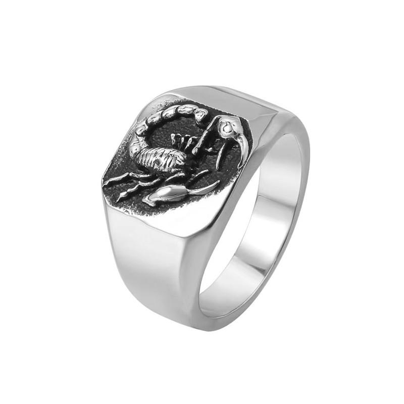 

316L Stainless Steel Jewelry Polishing Solid Scorpion Punk Biker Men Boys Ring 8 серебряный