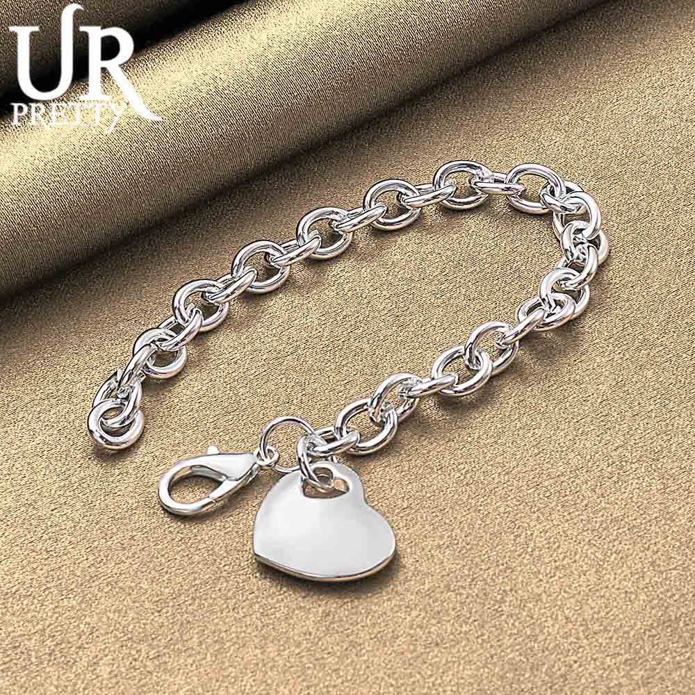925 Sterling Silver Heart-shaped Pendant Bracelet Fashionable Wedding Jewelry