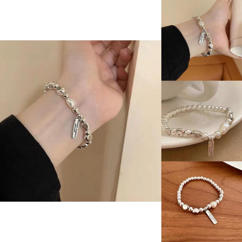 Sophisticated Pearl Silver Geometric Bracelet Exquisite Handcrafted Women's Gift