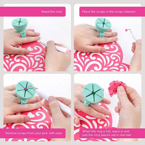 Vinyl Waste Collector Wearable Anti-Spill Easy Scrape Removal Silicone Craft Vinyl Weeding Scrap Collector Ring Weeding Accessory