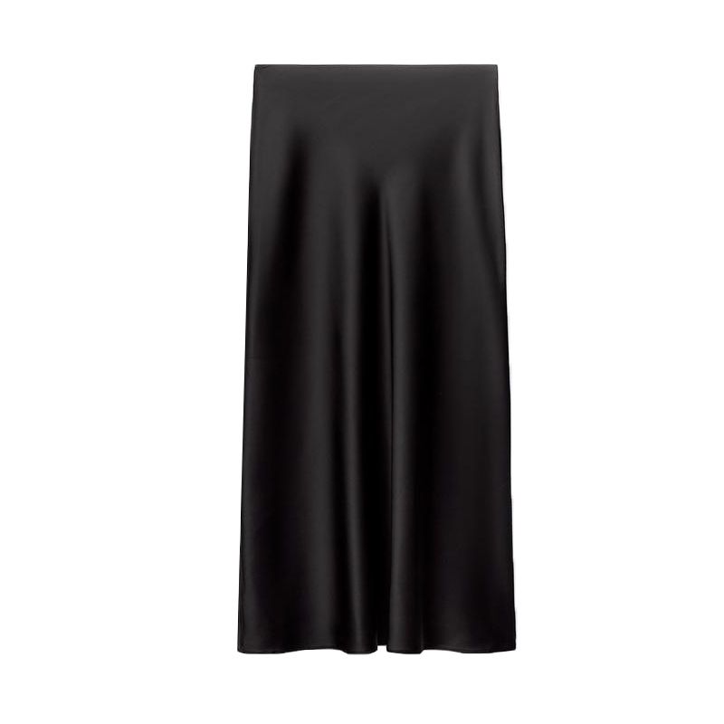 Spring New Arrival Fashion Style A- Line High Waist Mid-Length Skirt Silk Satin Texture Midi Skirt Skirt 8338537