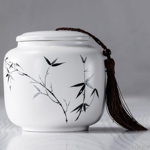 Creative Ink Painting Ceramic Storage Jar with Lid Sealed Tea Tin Candy Coffee Food Jar Storage Container Home Decoration Modern