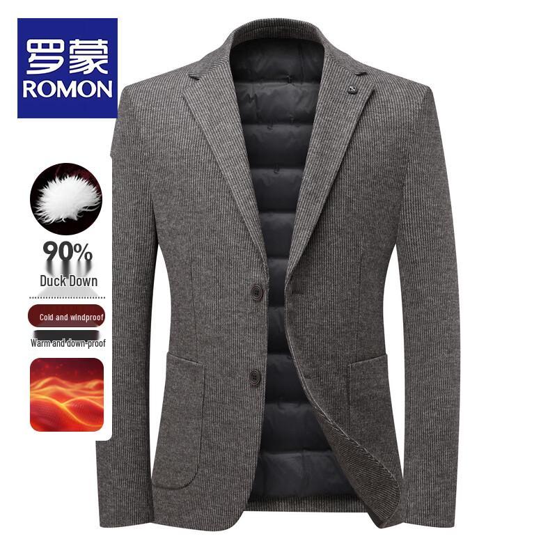 ROMON Men's Winter Business Casual Wool Down-Filled Blazer