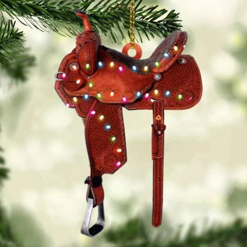 

Colorful Acrylic Cowboy Saddle Christmas Tree Ornament For Festive Home Decor 1