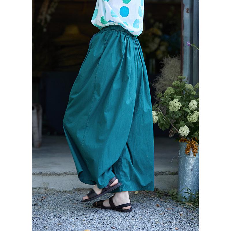 Women's Summer Lightweight Retro Blue Cotton Carrot Pants