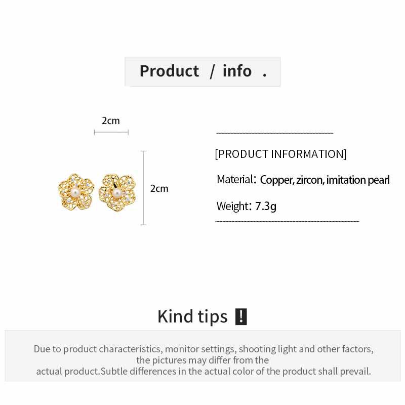 18K Gold-Plated Zircon Flower Pearl Ear Cuff - Elegant and Stylish Light Luxury Earrings