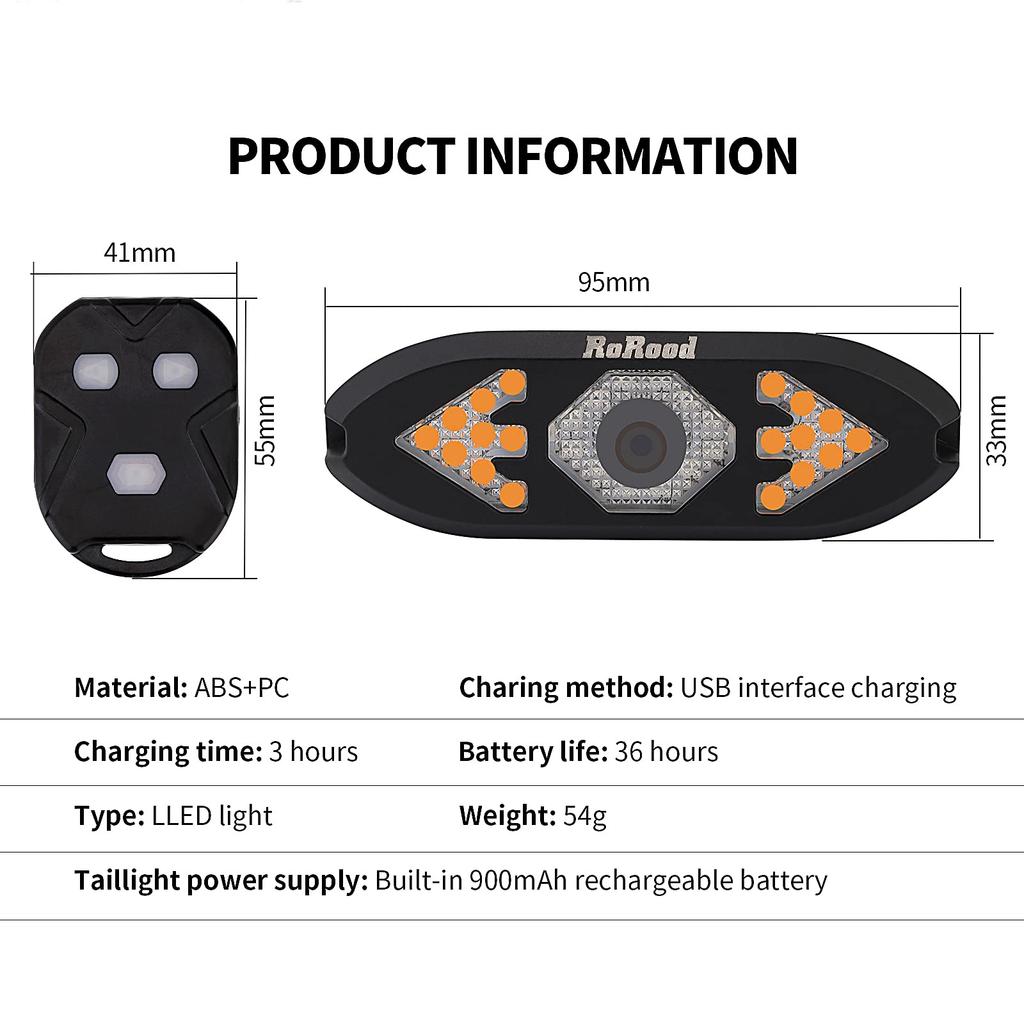 Bike Tail Light with Turn Signals Wireless Remote Control Bicycle Rear Light Back USB Rechargeable Warning Cycling Assessoires