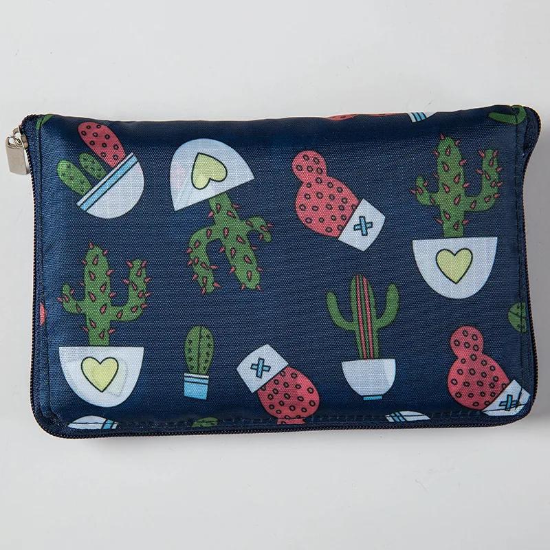 Waterproof Printing Reusable Shopping Bag Tote Bags Fashion Eco Friendly Shopping Bag Foldable Zipper Women's Handbags