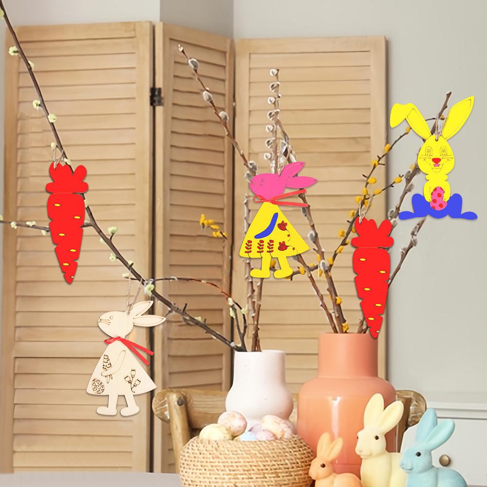 Lebhaftes Osterhasen- und Eier-Bastelset aus Holz für kreative Kinder-Feiertagsprojekte