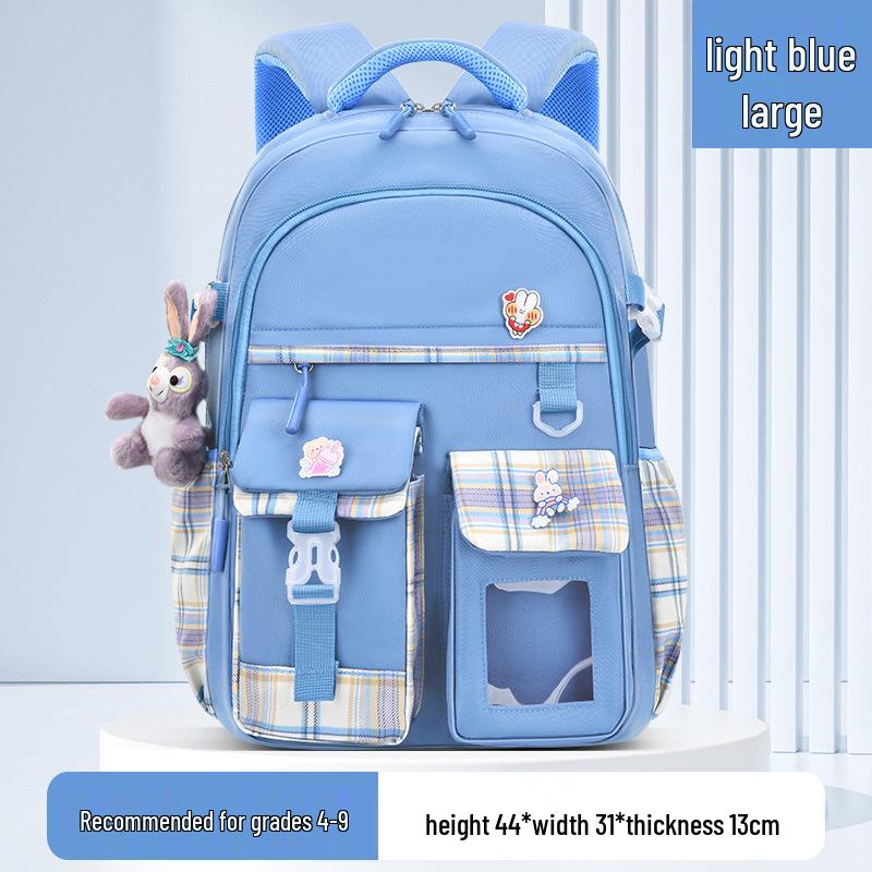 Girls' Trendy Lightweight Backpack: Spine-Protective, Double Shoulder Design for Grades 3-6