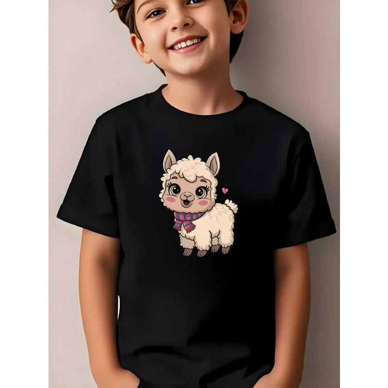 European Sizes Boys' T-shirt Print Design Art, Ideal for Outdoor Activities, Soft Knitted Top, Comfortable And Breathable, Suitable for Summer