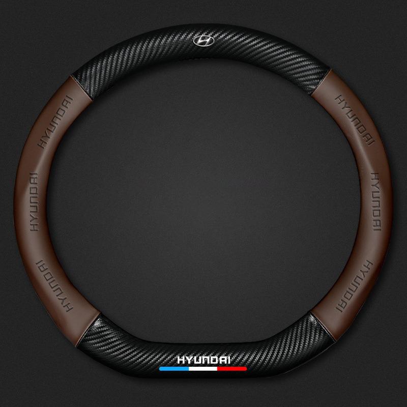 Universal Car Steering Wheel Cover Carbon Fiber Leather Auto Interior For Hyundai Tucson Accent Elantra Santa fe Sonata I10 I20 E6