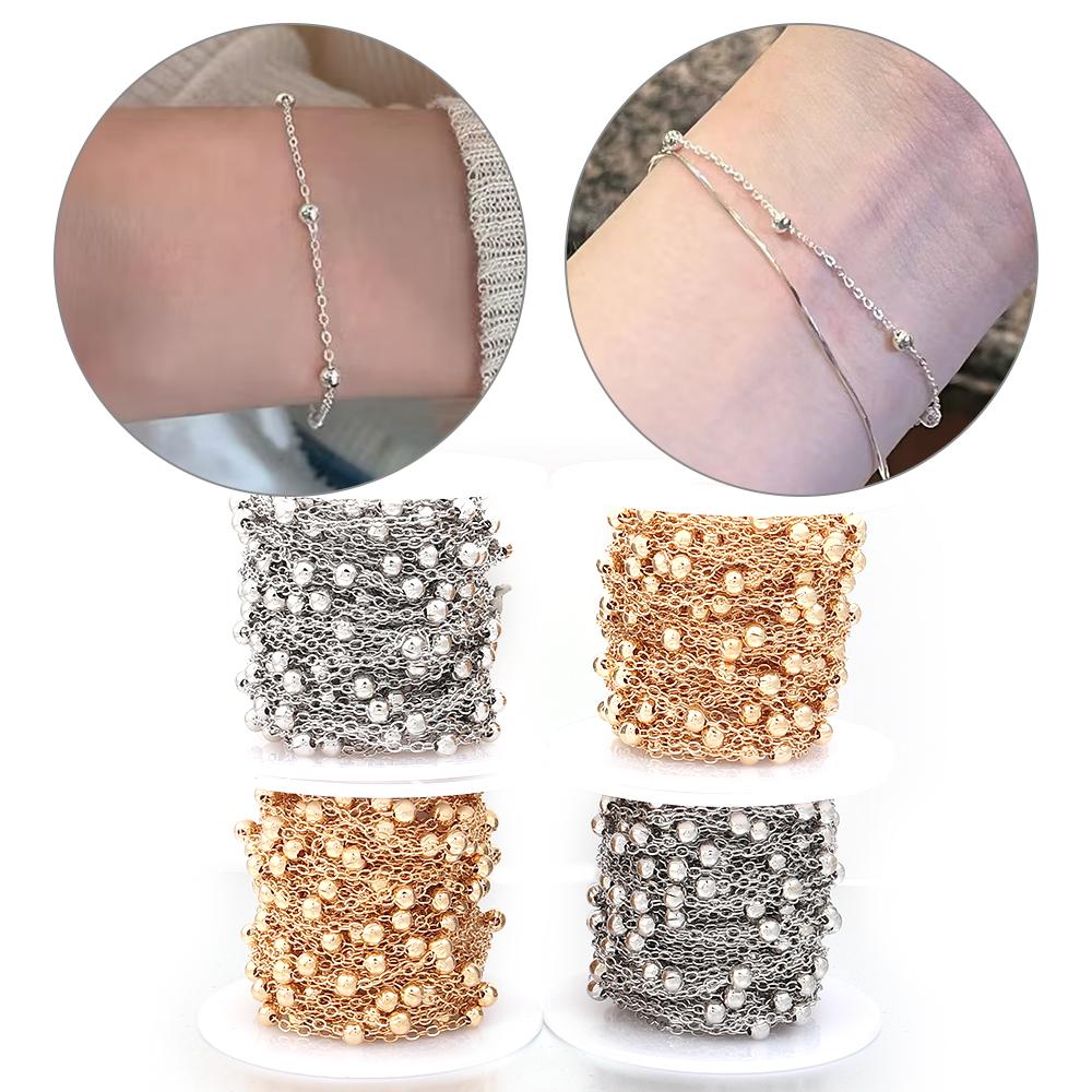 10Yards/Roll Iron Beads Chains Metal Ball Bead Link Chains For Jewelry Making DIY Crafts Necklace Bracelets Accessories Supplies