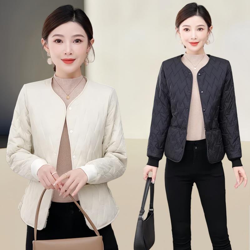Women's Lightweight Cotton Padded Jacket with Velvet Lining - 2025 Trendy Short Style