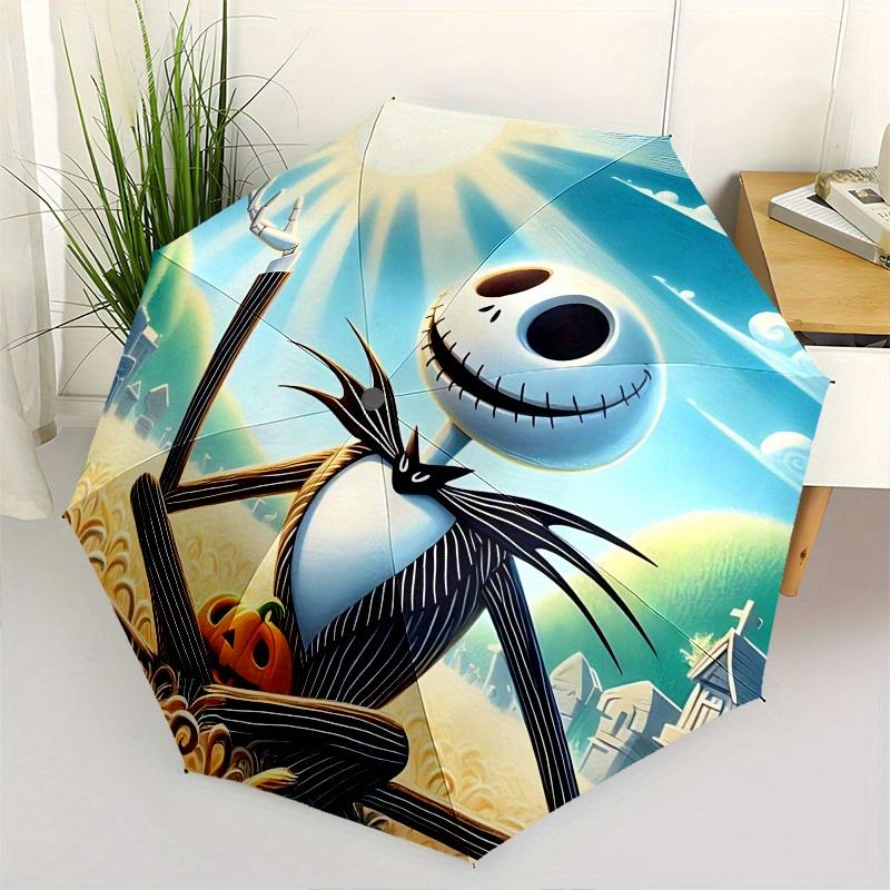 

1 Auto Open Jack Skellington, Pumpkin King Themed Colorful 8-rib Portable Umbrella for Men and Women, A Compact Commuting Companion Suitable