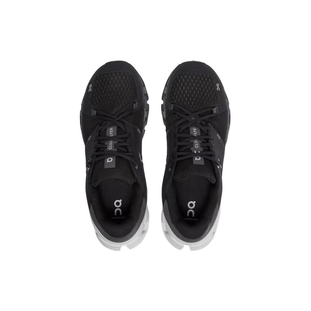 On Cloudflyer Lace Up Cushioning Slip Resistant Abrasion Resistant Low top Running Shoes Women's Black White 81.98663