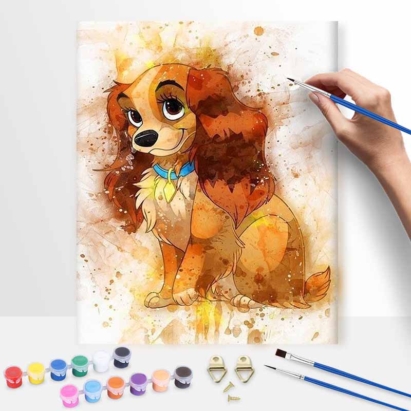 Disney Lady and the Tramp oil painting art set handmade diy gift home decoration 20x30cm