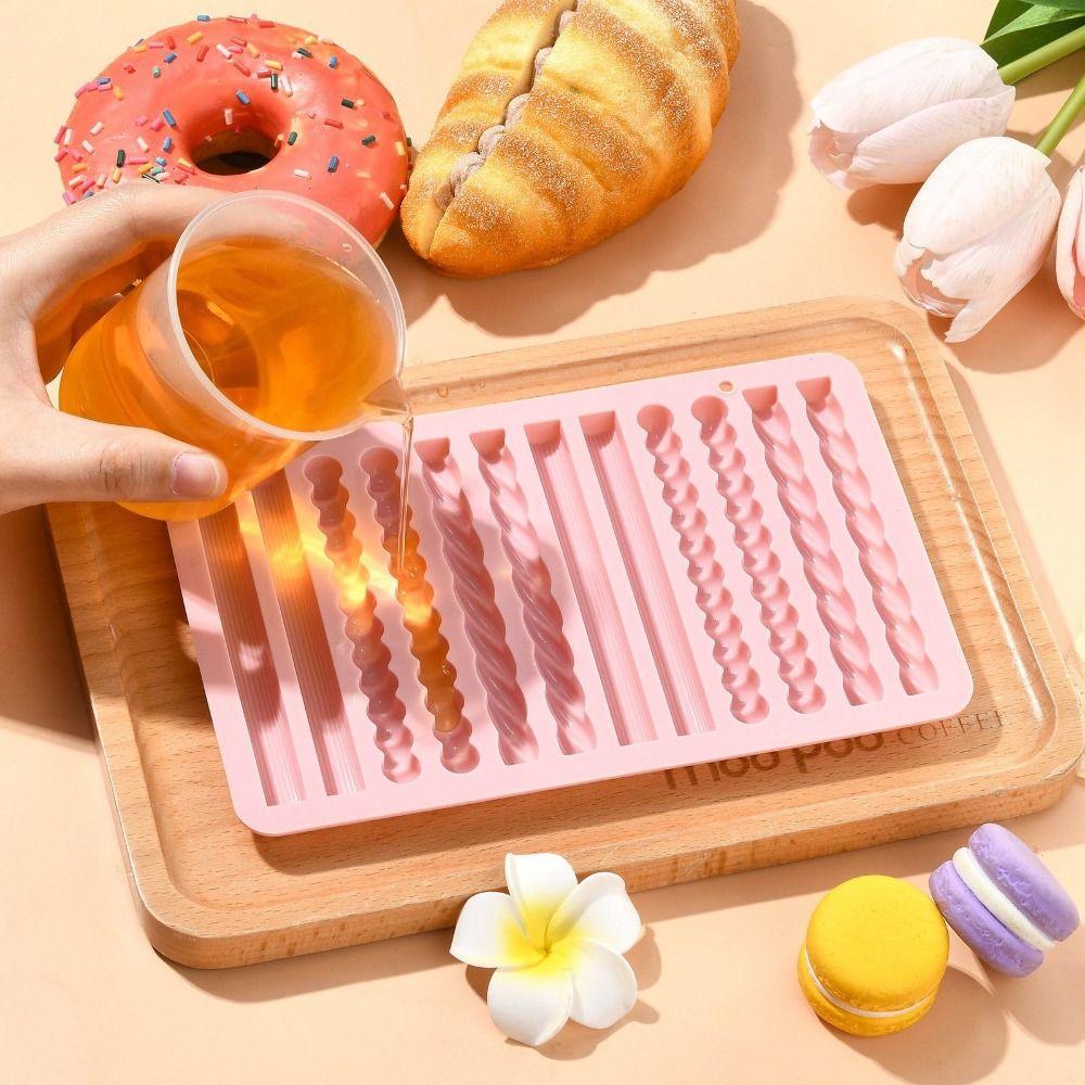 Silicone Chocolate Molds Strip Non-stick Fondant Mould Pretzel Stick Mold Cupcake Decoration