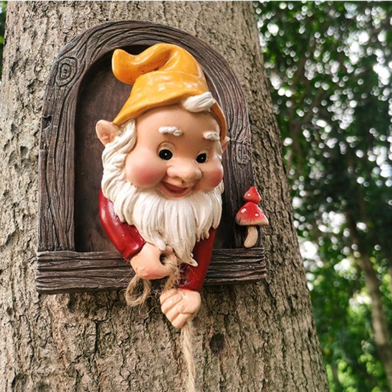 Climbing Gnomes Tree Decor - Cute Gnome Garden Statue Art Resin Dwarf Sculpture for Yard Outdoor Decoration Ornaments
