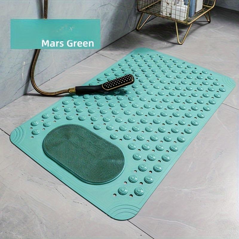 Non-Slip PVC Bath Mat with Massage Buttons - Light Blue & Multi-Color Polka Dot Pattern, Rectangular Shower and Bathroom Safety Mat, Bath Accessories