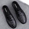 Krokodilmuster Beanie Schuhe Herren Echtes Leder Rindsleder High-End Ein-Pedal Lazy Casual Slipper Herren