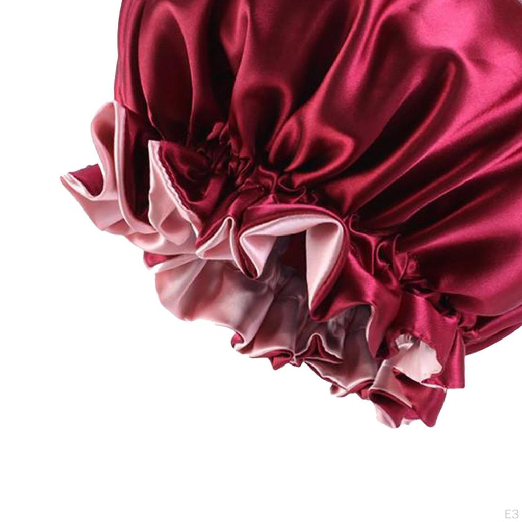 Double Layer Satin Sleep Bonnet Cap Extra Large Hair Night Hat for Women Girls