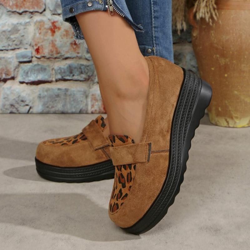 

Женские замшевые лоферы большого размера с леопардовым принтом, повседневная обувь на устойчивом каблуке, без шнуровки 35 светло-коричневого