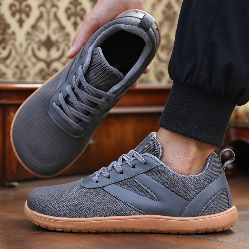 Men’S Sneakers Wide Toe Barefoot Shoes Breathable Stylish Minimalist Flat Shoes Summer Lightweight Non Slip Hook Loop Mesh Shoe